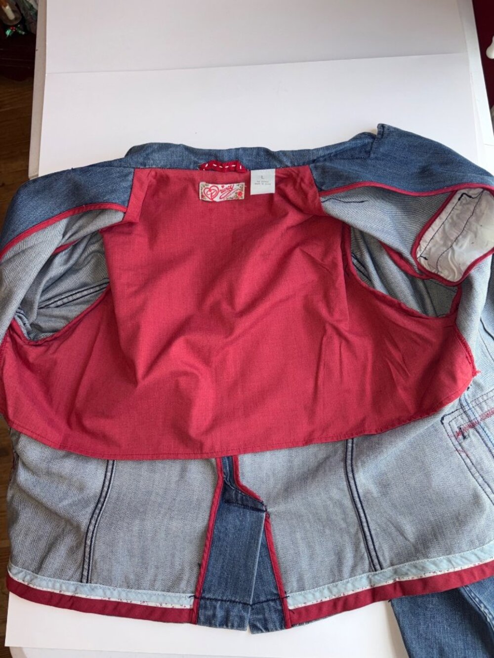 Princy by Jessica Simpson jean denim jacket Y2K Distressed Preppy, Thrashed - Picture 9 of 16
